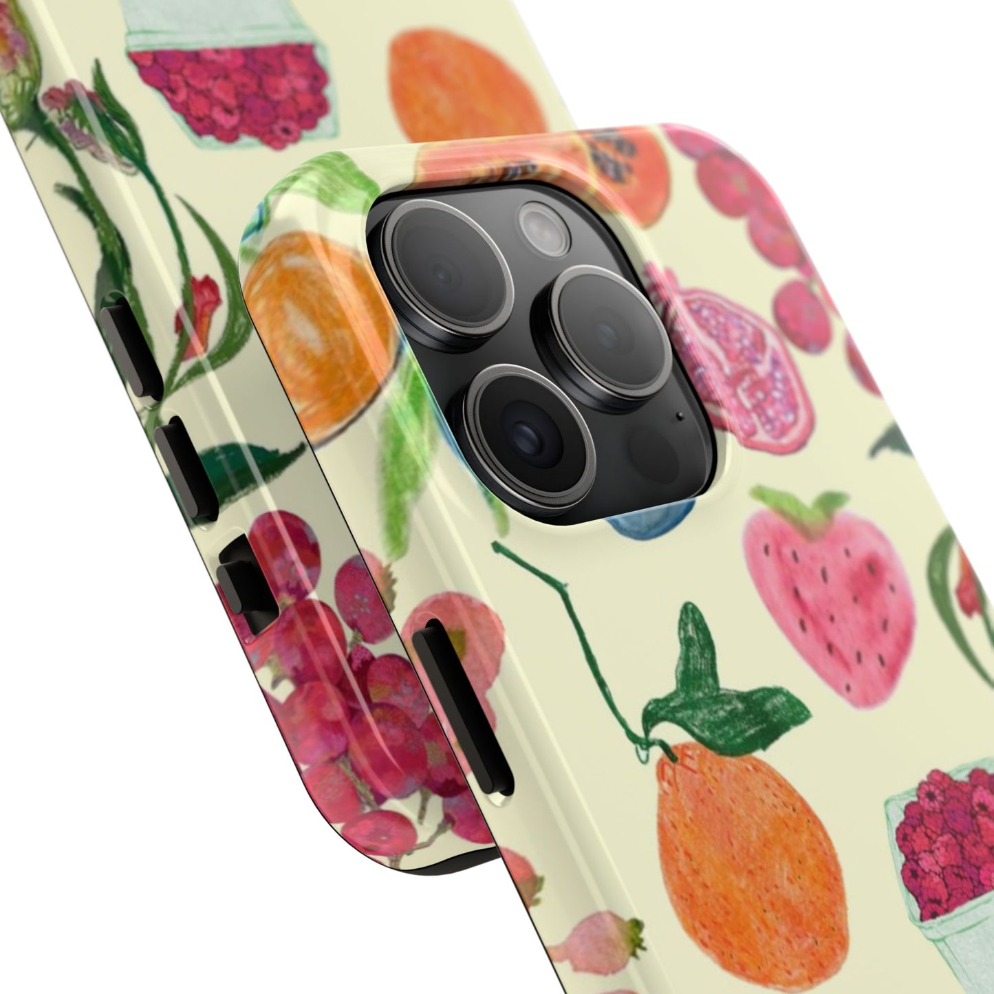 Fruit Print Phone Case, Yellow, Aesthetic, Hailey Bieber, Matilda Djerf, LA, Preppy, Clean Girl, Glossy Phone Case