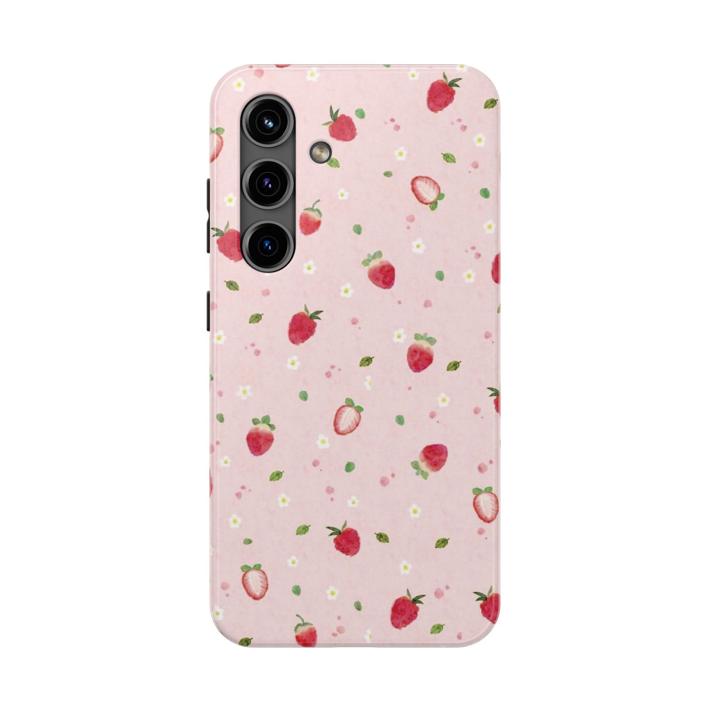 Strawberry Coquette Phone Case, Pink, Farmcore, Garden, Fairy, Spring Vibes, Fruit, Cute, Clean Girl, Glossy Phone Case