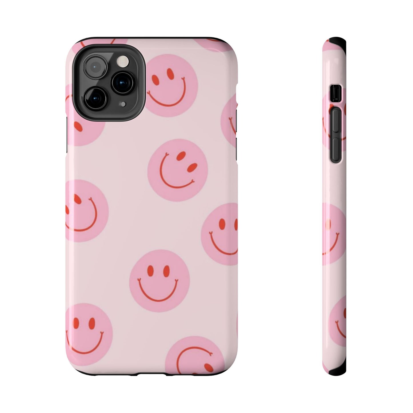 Smiley Face Pink Aesthetic Glossy Phone Case