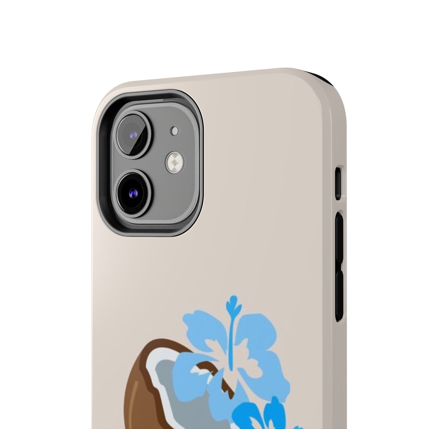 Hawaiian Cute Phone Case, Coconut, Hibiscus, Summery, Tropical, Clean Girl Aesthetic, Preppy, Glossy Phone Case