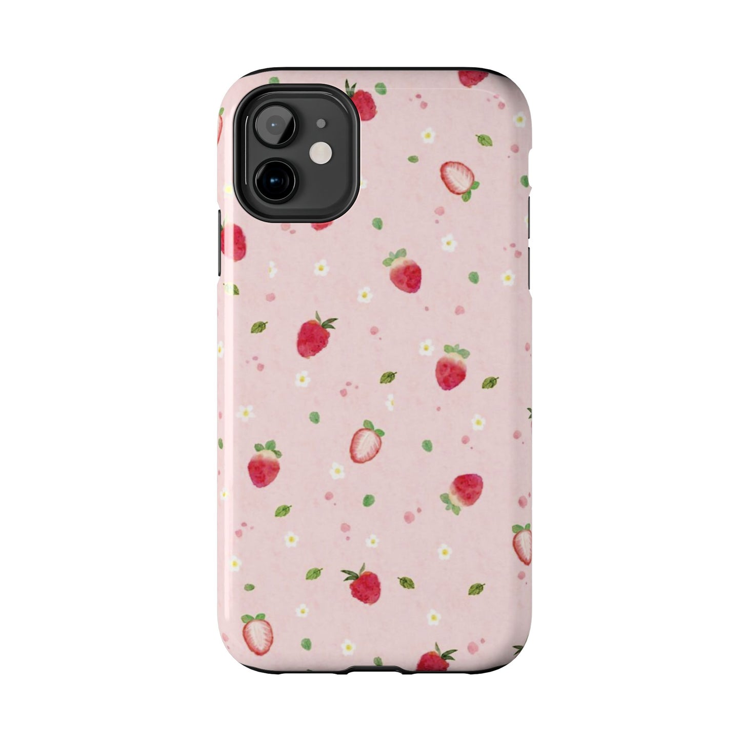 Strawberry Coquette Phone Case, Pink, Farmcore, Garden, Fairy, Spring Vibes, Fruit, Cute, Clean Girl, Glossy Phone Case
