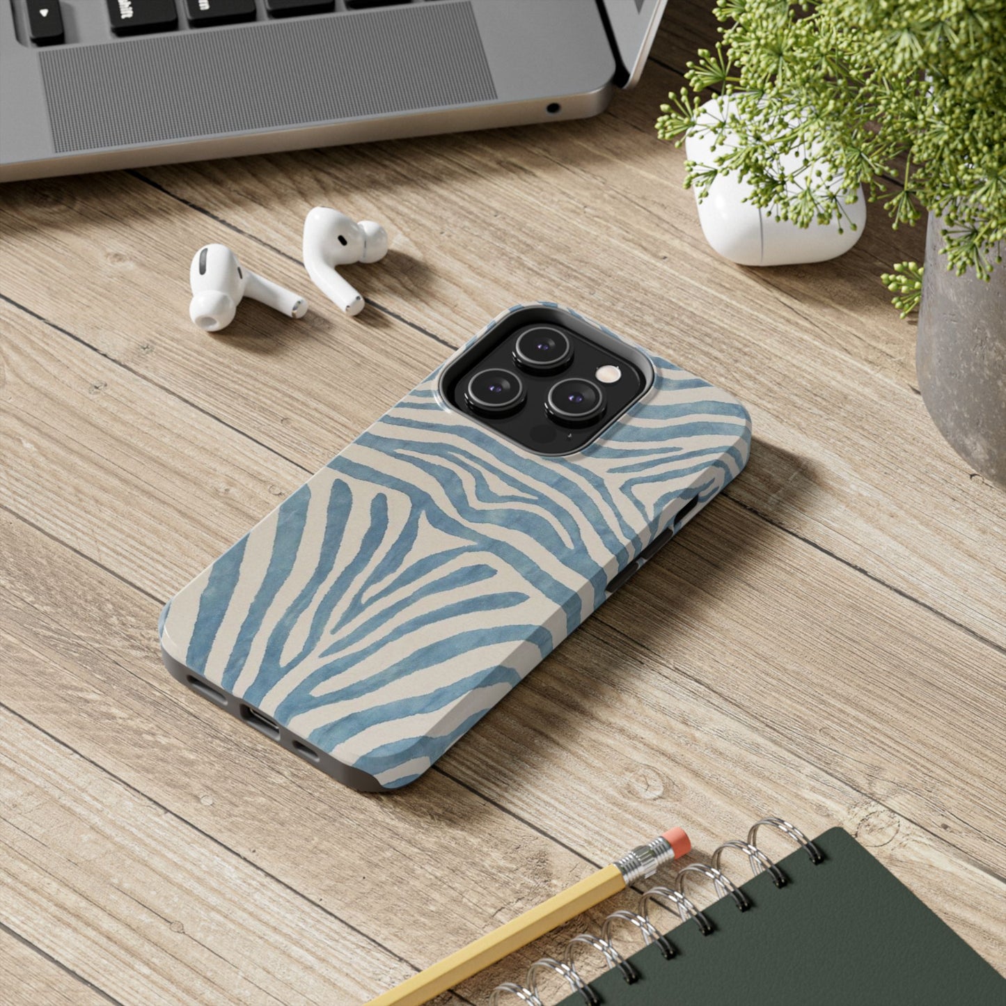 Blue Zebra Print Aesthetic Phone Case