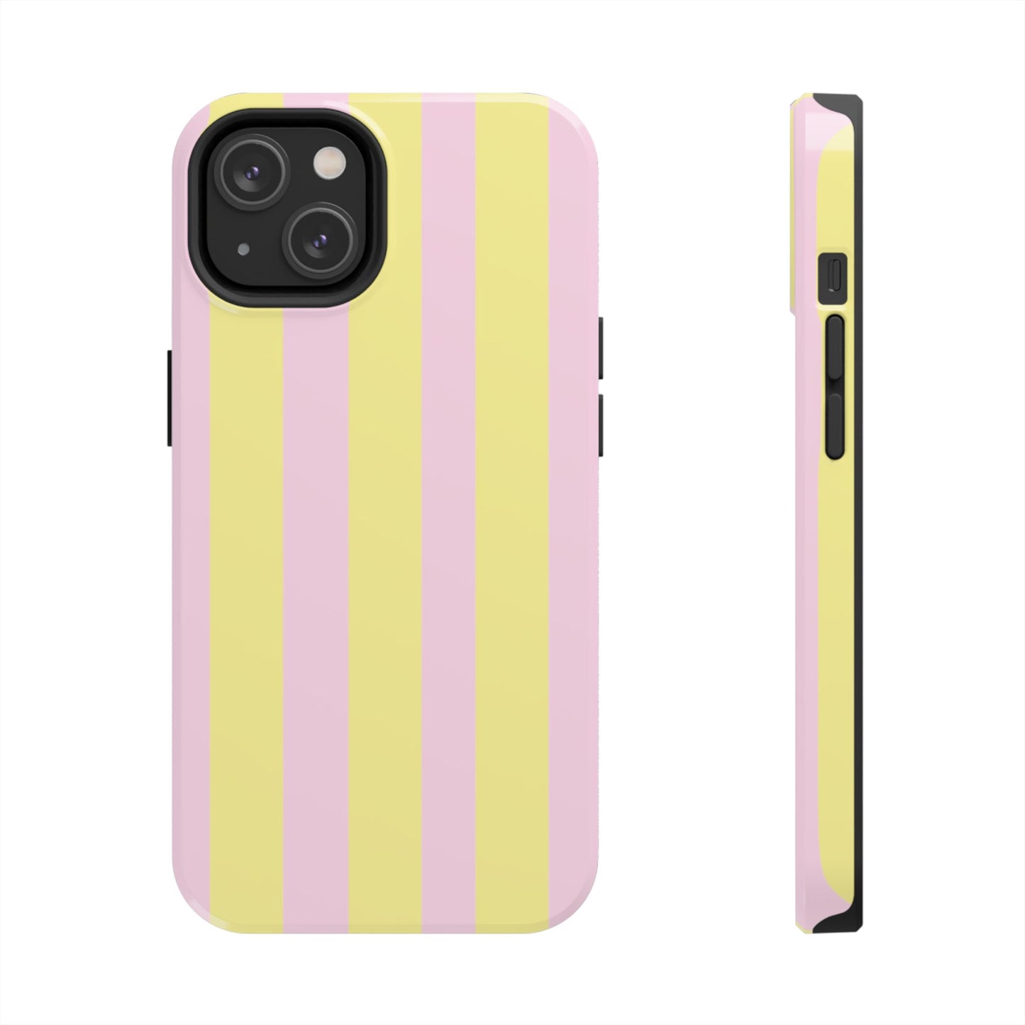 Pastel striped phone case, Pink and yellow stripes
