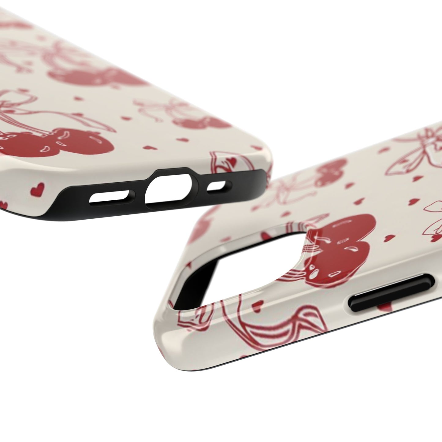 Red Cherry Pattern Fashion Aesthetic Glossy Phone Case