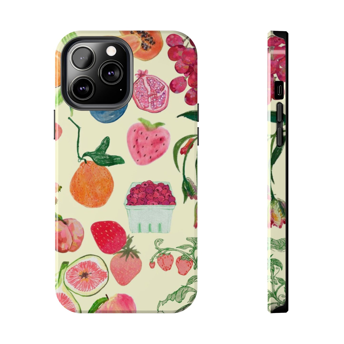 Fruit Print Phone Case, Yellow, Aesthetic, Hailey Bieber, Matilda Djerf, LA, Preppy, Clean Girl, Glossy Phone Case