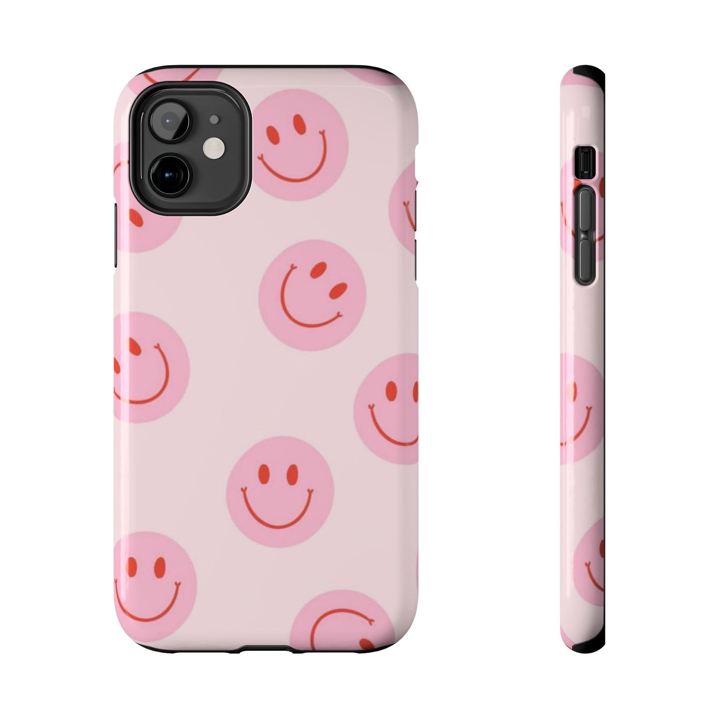 Smiley Face Pink Aesthetic Glossy Phone Case