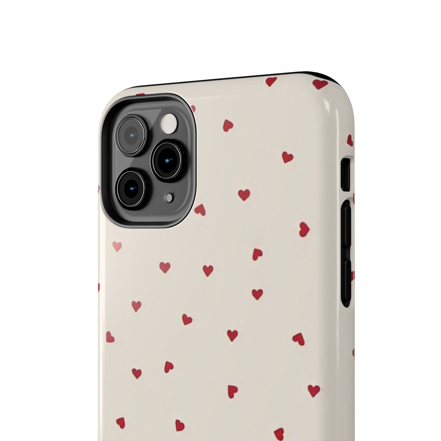 Glossy Phone Case, Red Heart Print, Coquette, Aesthetic Phone Case