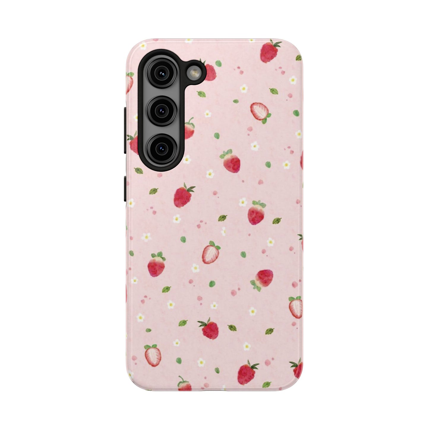 Strawberry Coquette Phone Case, Pink, Farmcore, Garden, Fairy, Spring Vibes, Fruit, Cute, Clean Girl, Glossy Phone Case