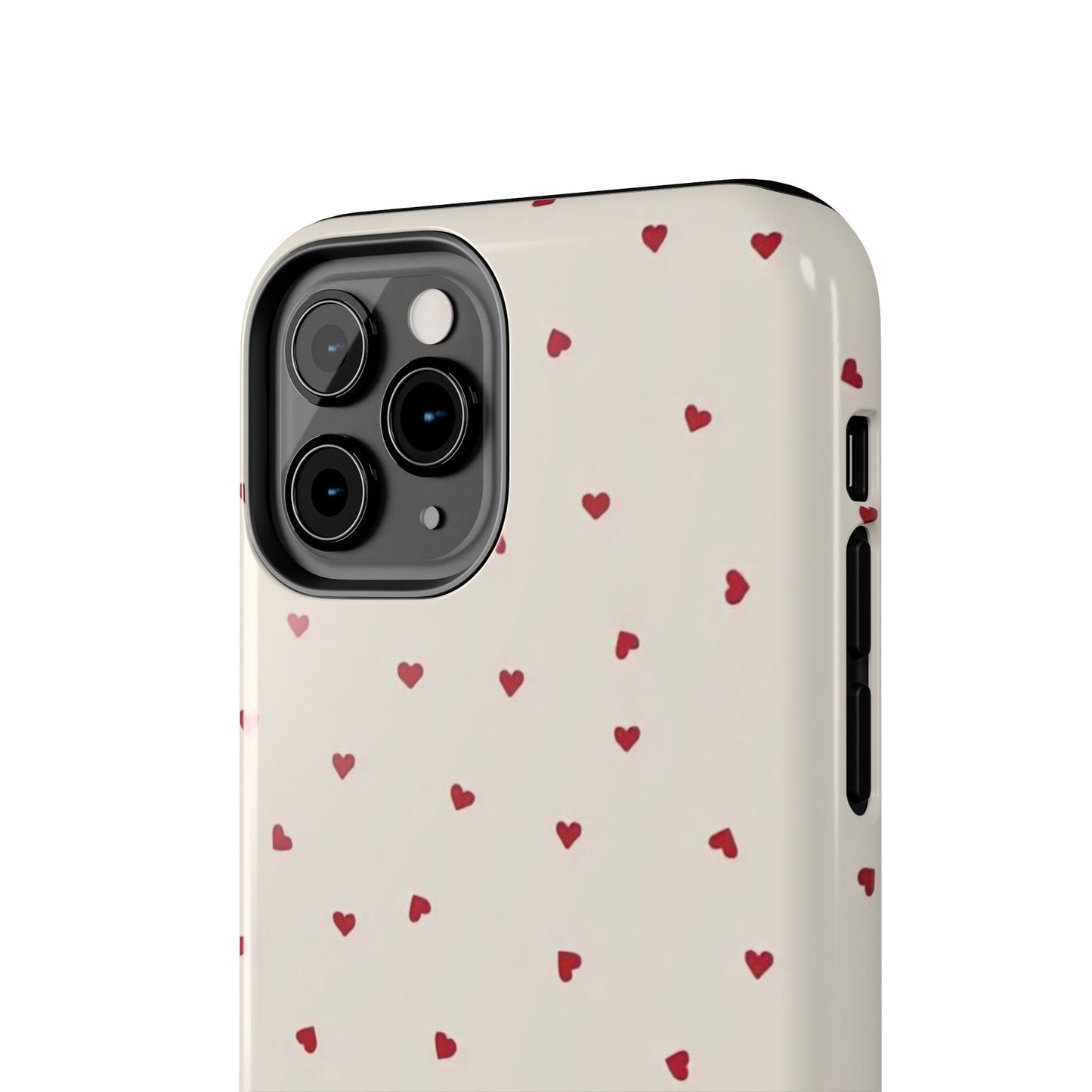 Glossy Phone Case, Red Heart Print, Coquette, Aesthetic Phone Case