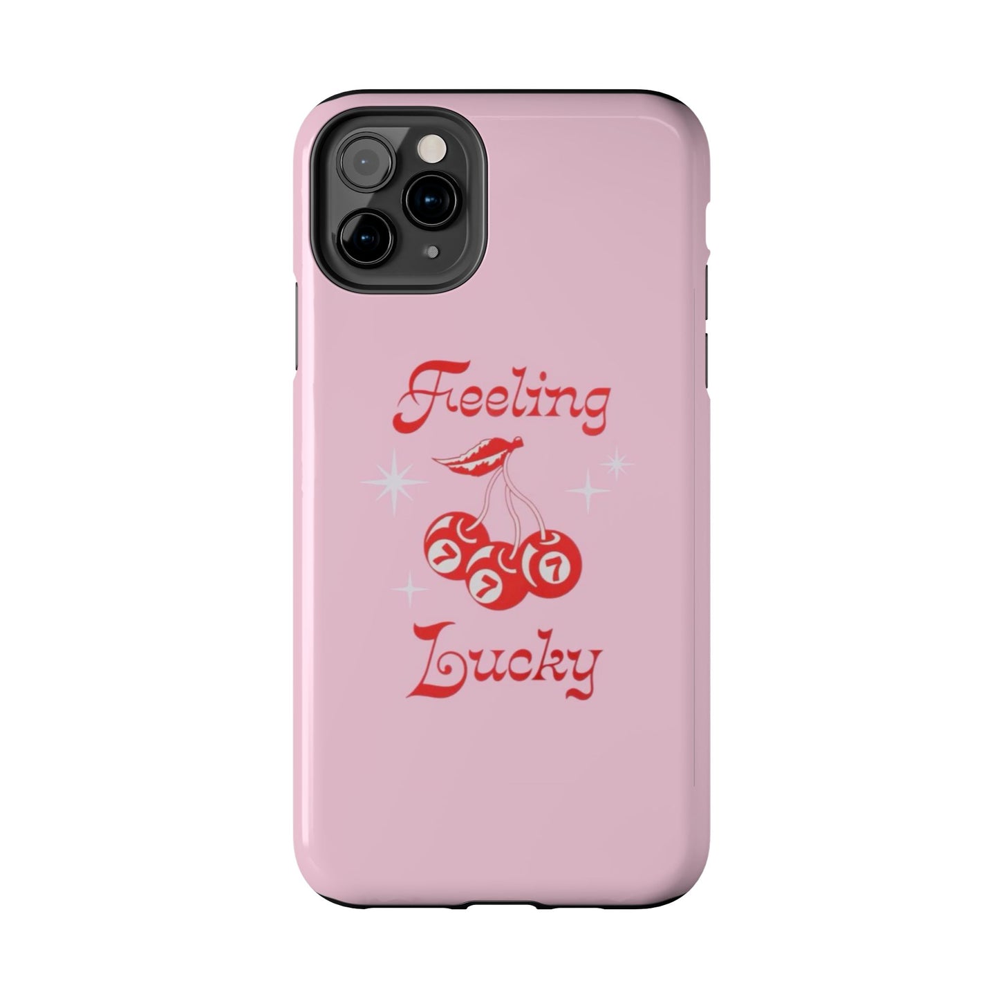 Feeling Lucky Pink Aesthetic Glossy Phone Case, Affirmations