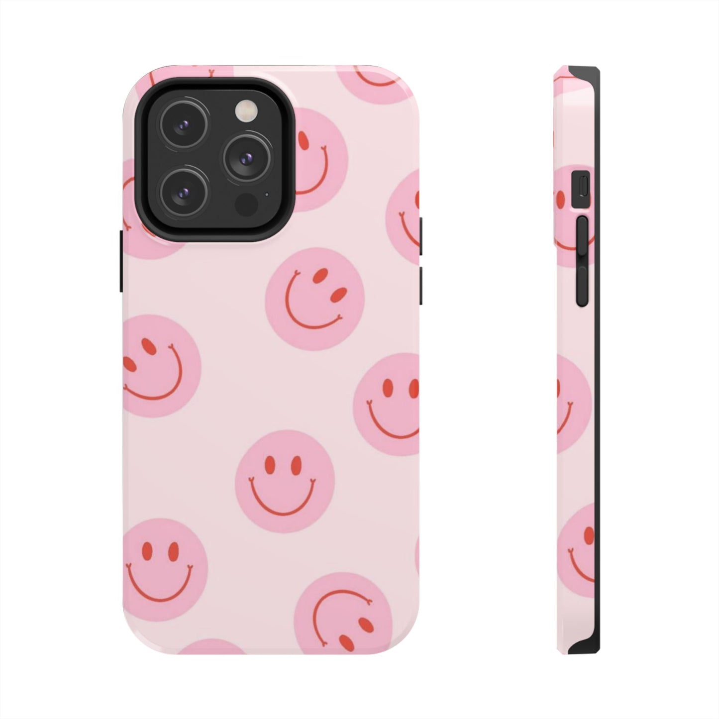 Smiley Face Pink Aesthetic Glossy Phone Case