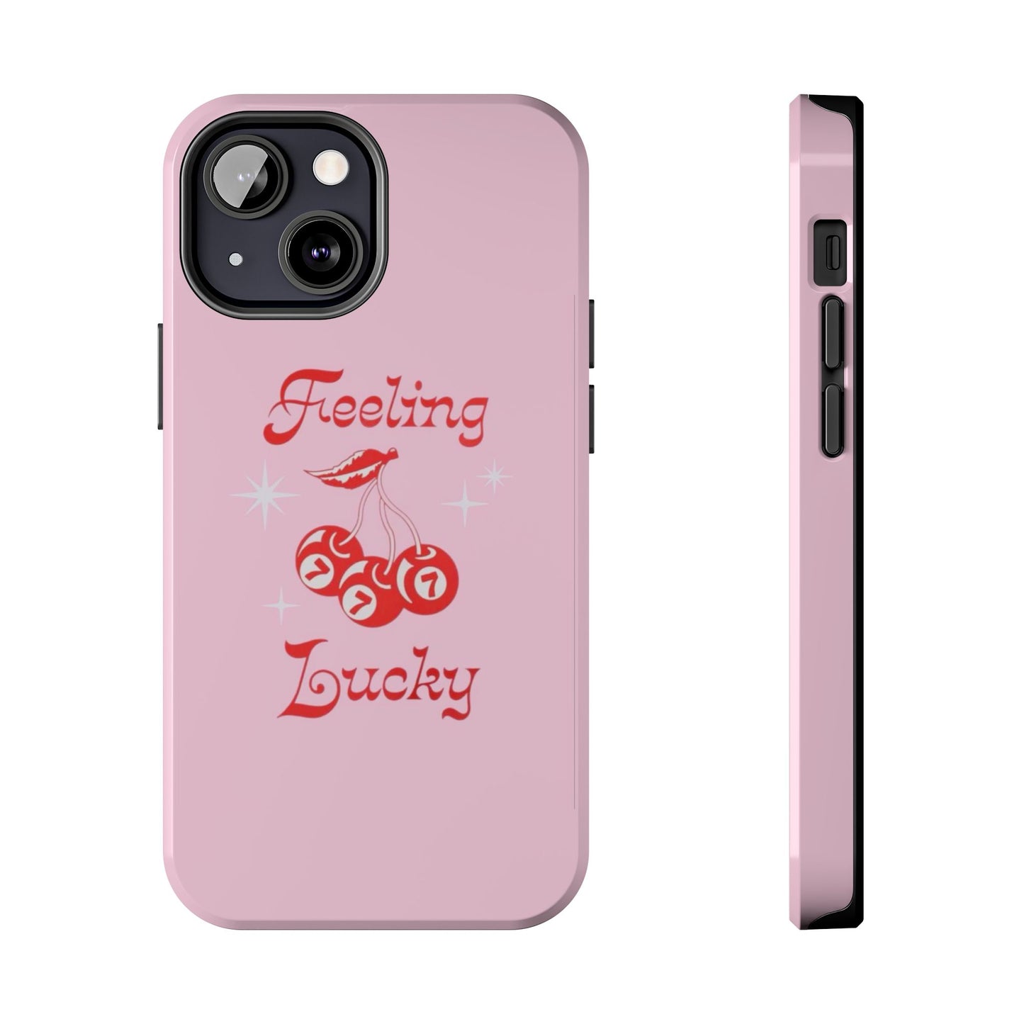 Feeling Lucky Pink Aesthetic Glossy Phone Case, Affirmations