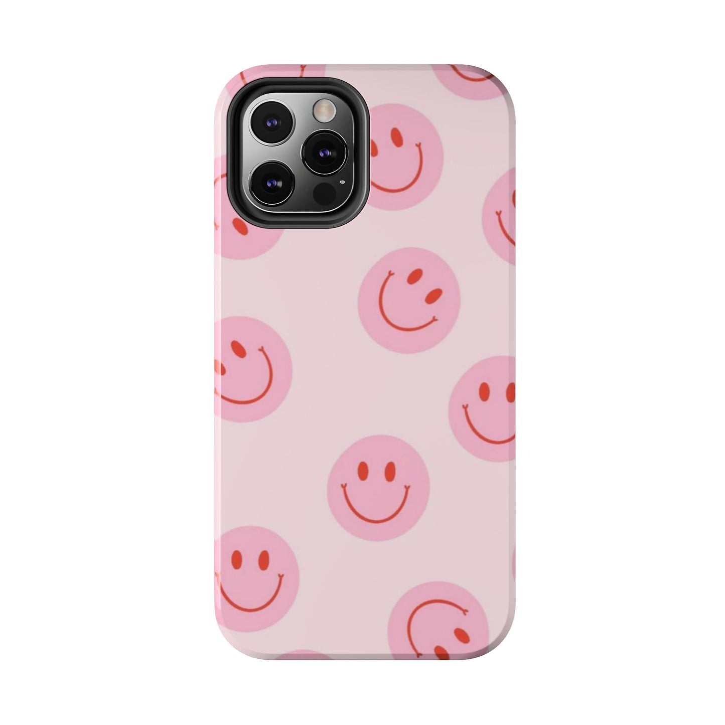 Smiley Face Pink Aesthetic Glossy Phone Case