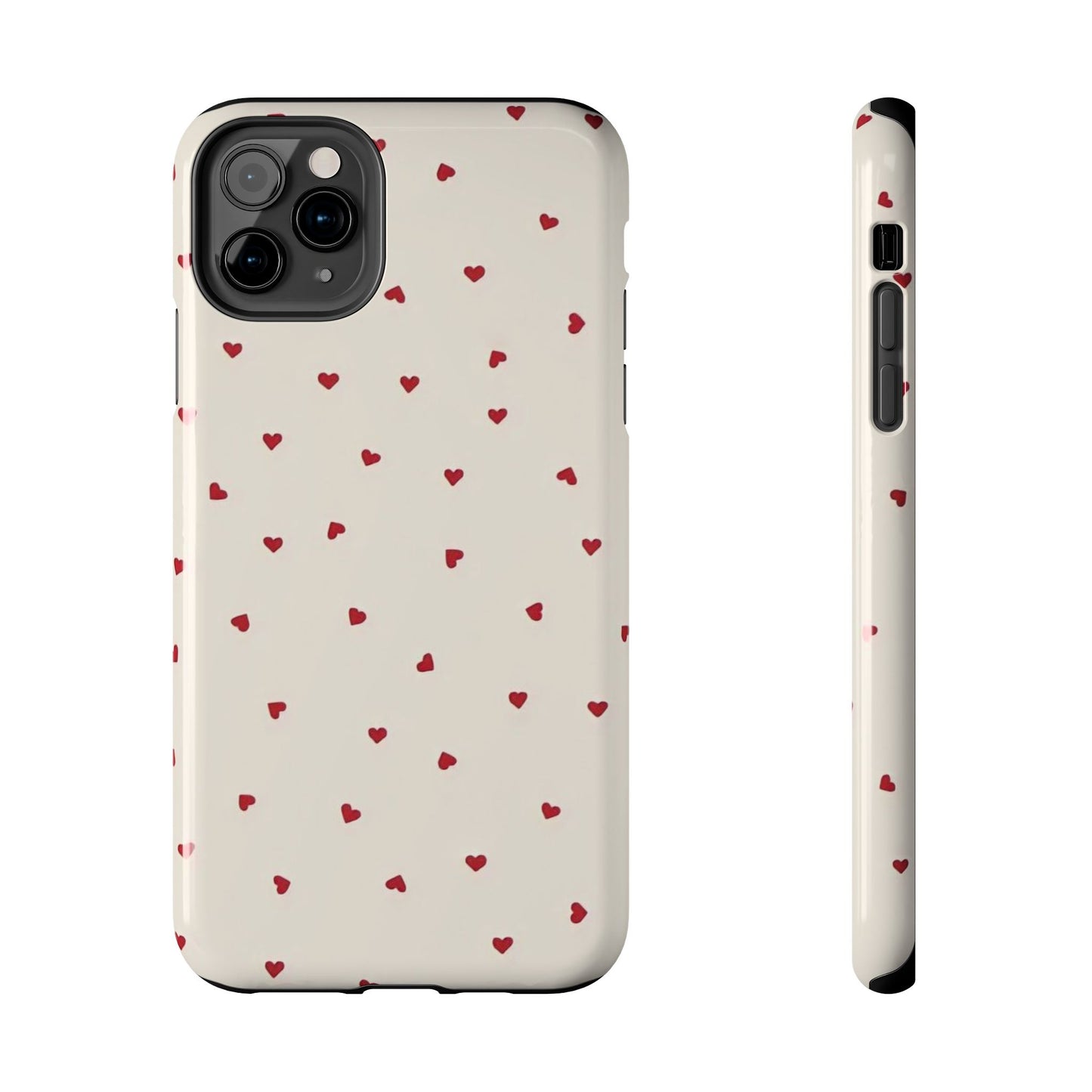 Glossy Phone Case, Red Heart Print, Coquette, Aesthetic Phone Case