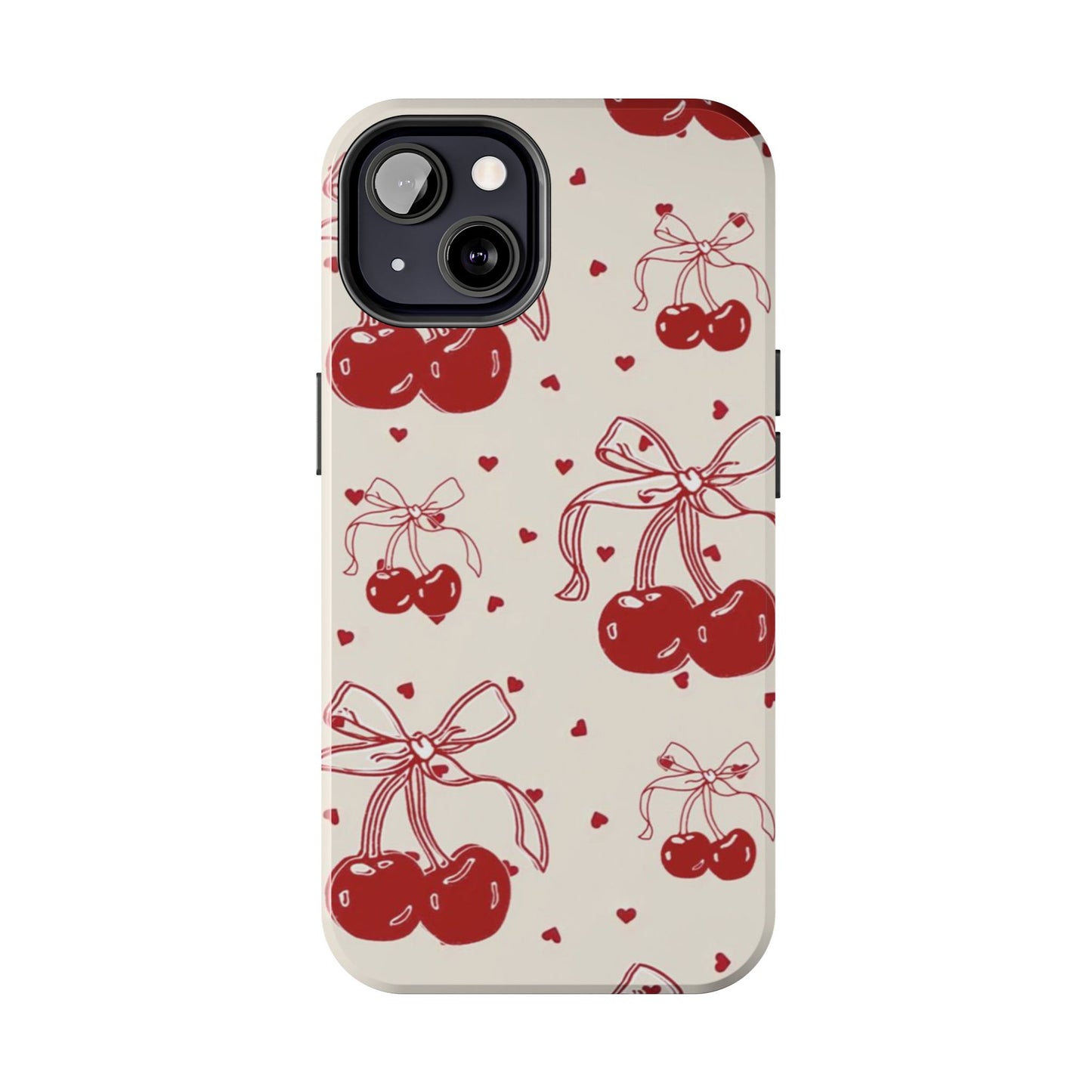 Red Cherry Pattern Fashion Aesthetic Glossy Phone Case