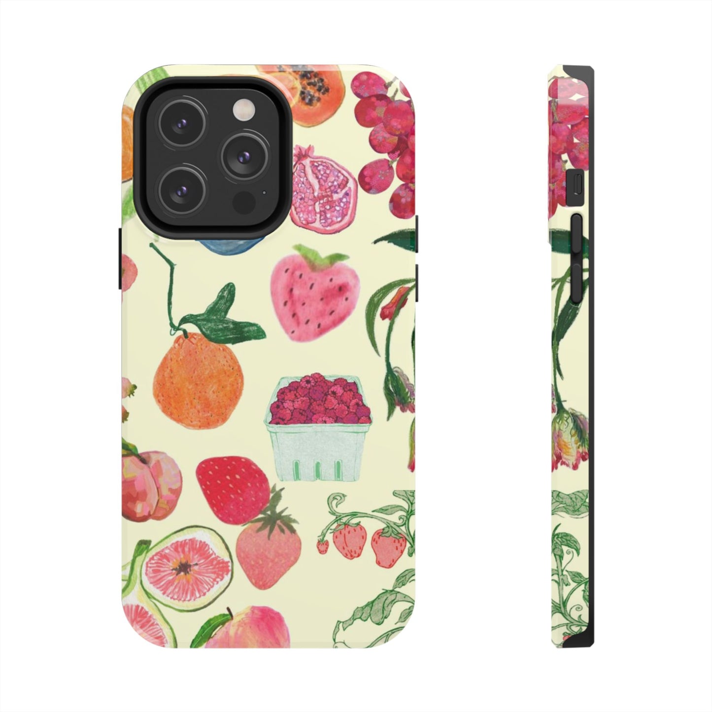 Fruit Print Phone Case, Yellow, Aesthetic, Hailey Bieber, Matilda Djerf, LA, Preppy, Clean Girl, Glossy Phone Case