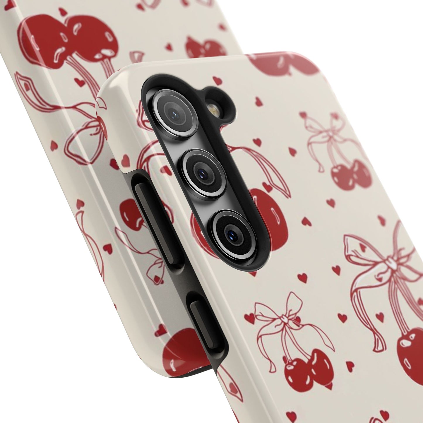 Red Cherry Pattern Fashion Aesthetic Glossy Phone Case