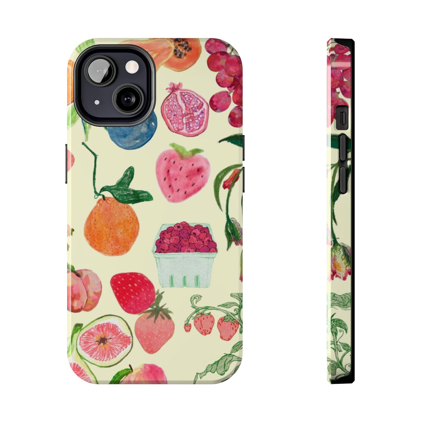 Fruit Print Phone Case, Yellow, Aesthetic, Hailey Bieber, Matilda Djerf, LA, Preppy, Clean Girl, Glossy Phone Case