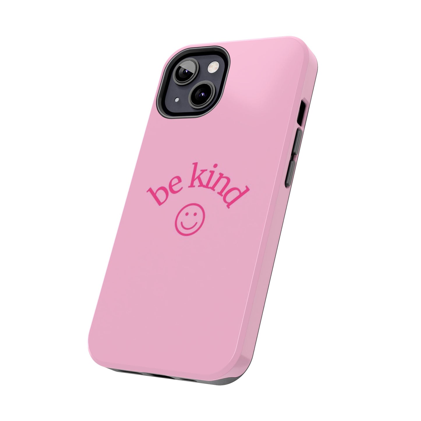 Be Kind Smiley Face Phone Case, Pink, Glossy
