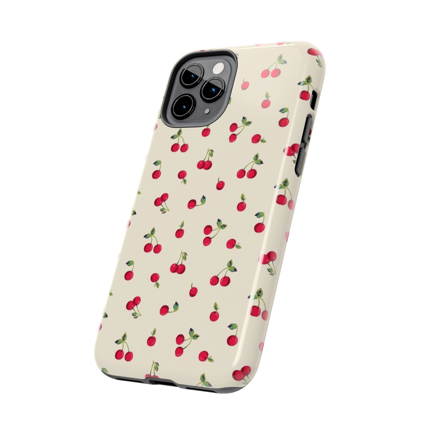 Cherry Print Glossy Phone Case, Feminine, Cutesy