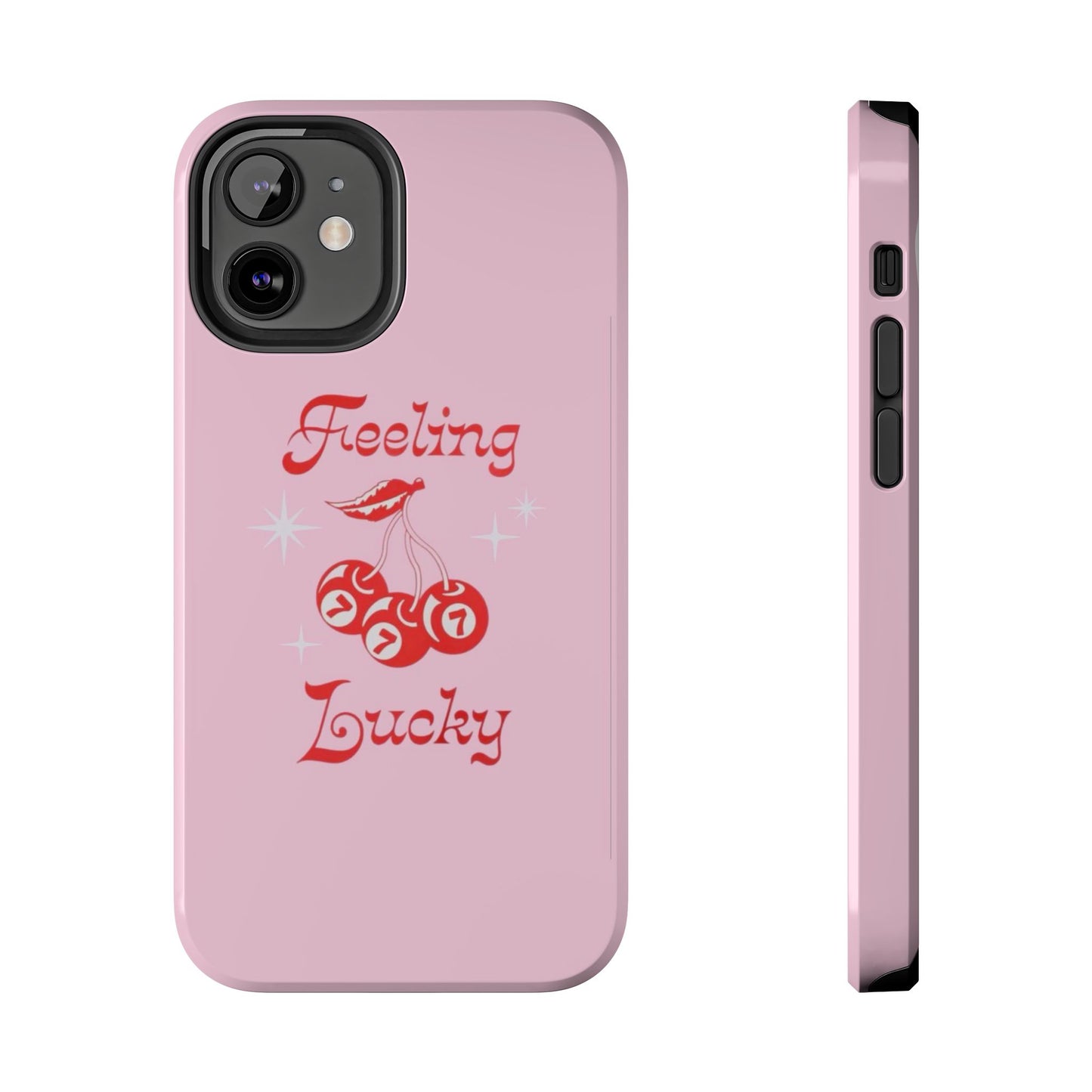 Feeling Lucky Pink Aesthetic Glossy Phone Case, Affirmations