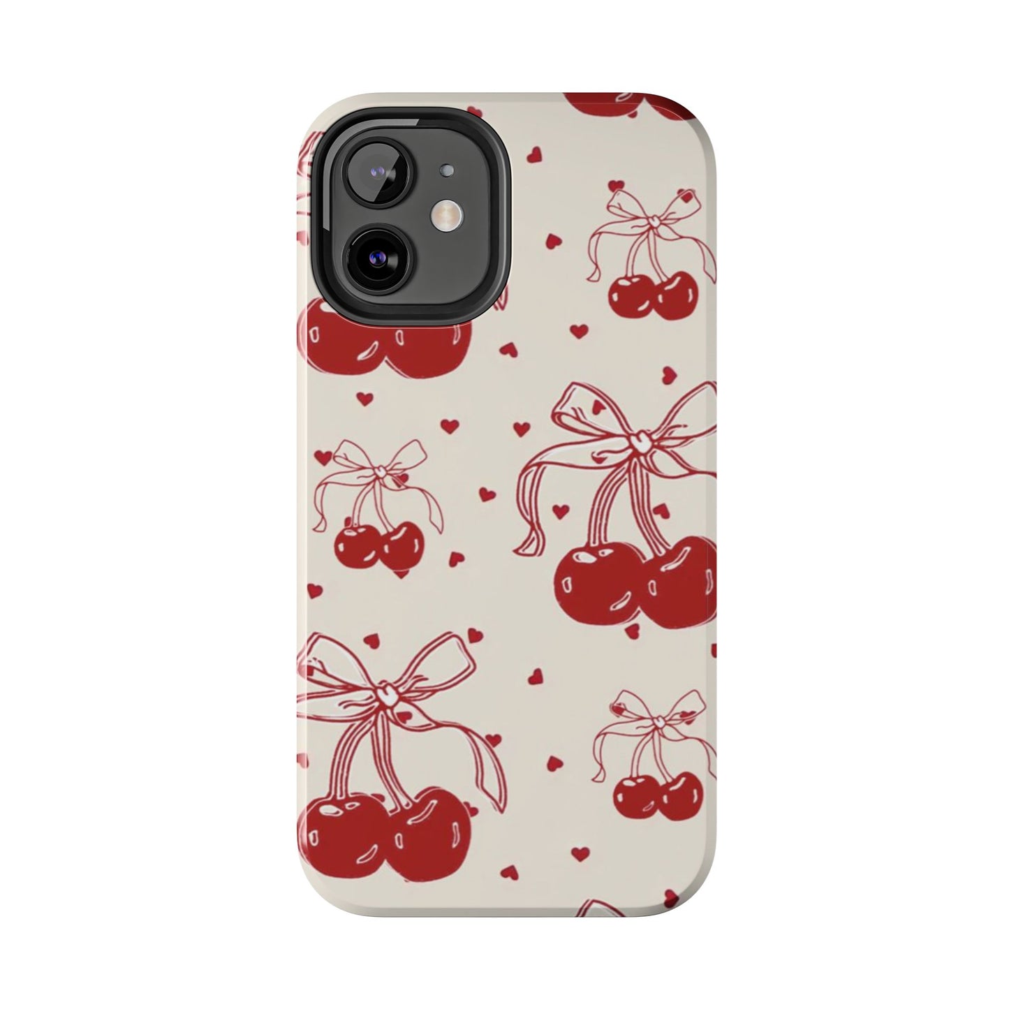 Red Cherry Pattern Fashion Aesthetic Glossy Phone Case