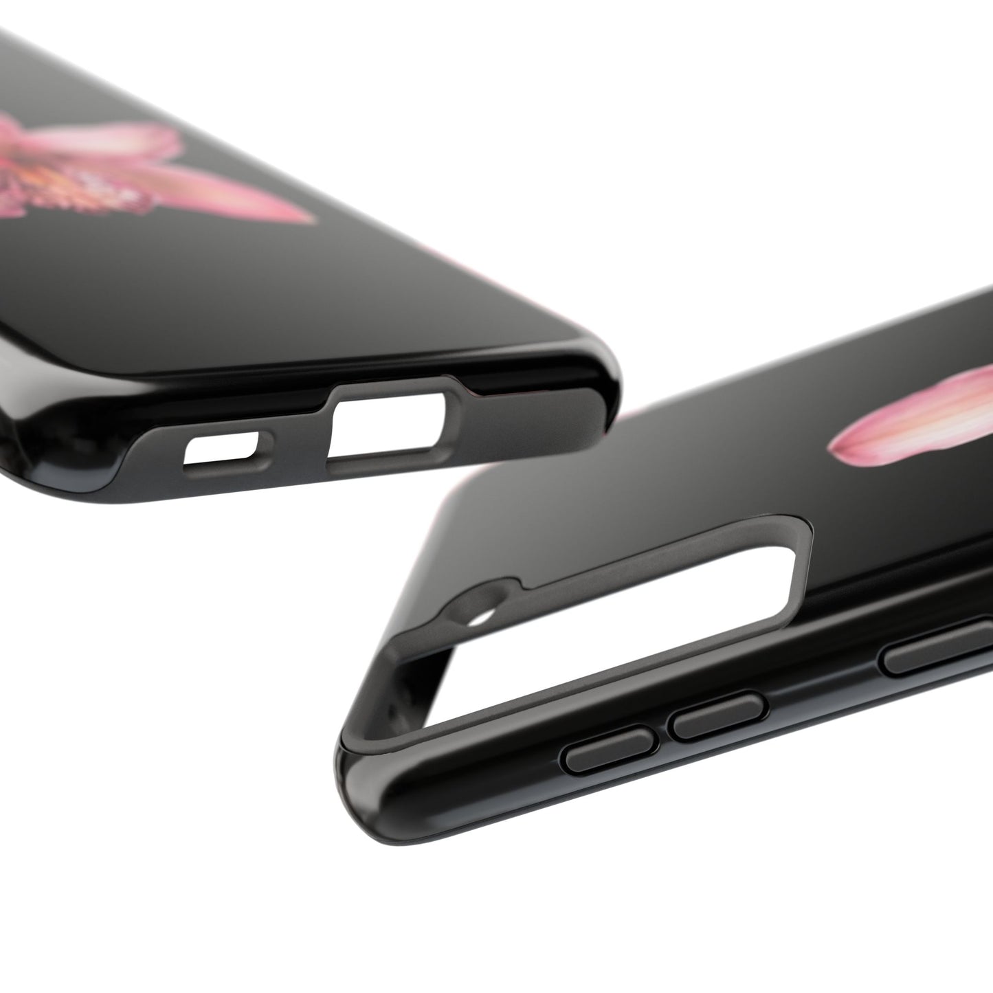 Realistic Orchid Flower with Black Background Glossy Phone Case