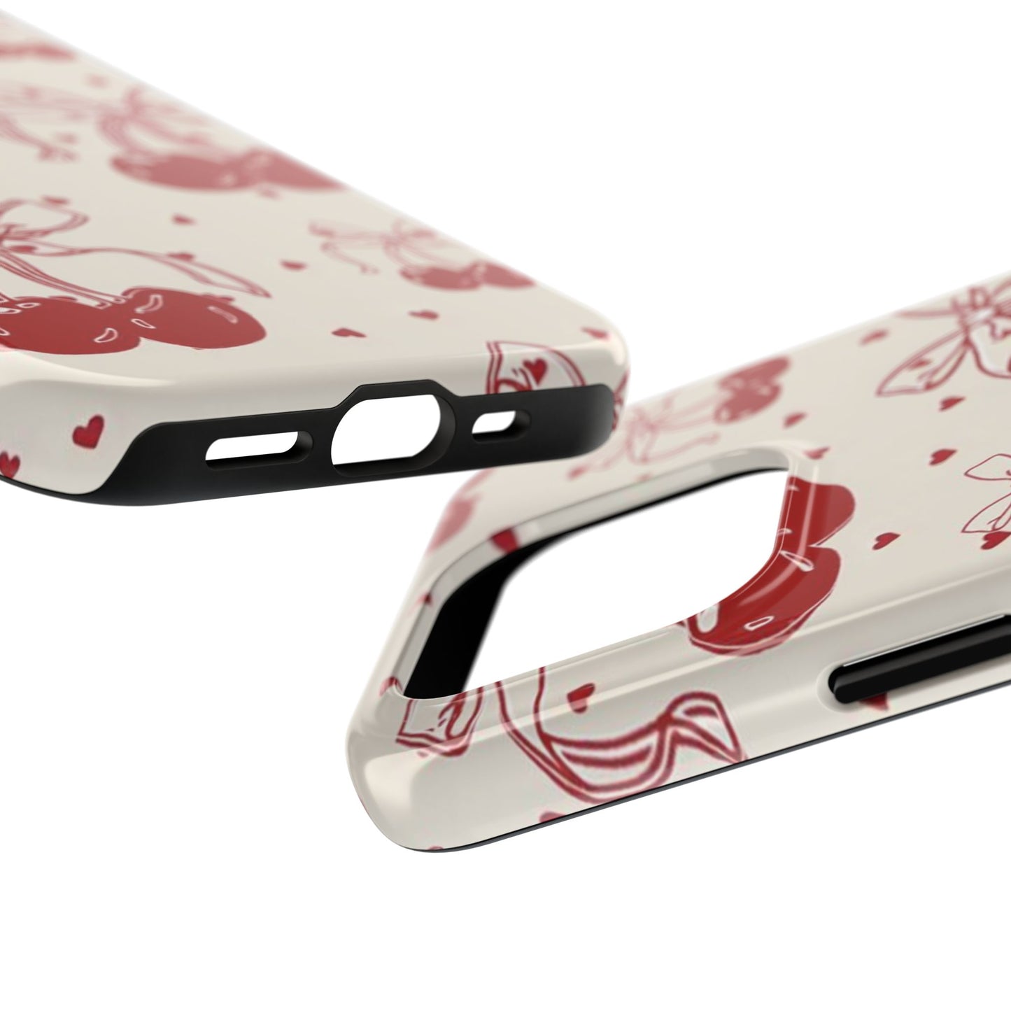 Red Cherry Pattern Fashion Aesthetic Glossy Phone Case