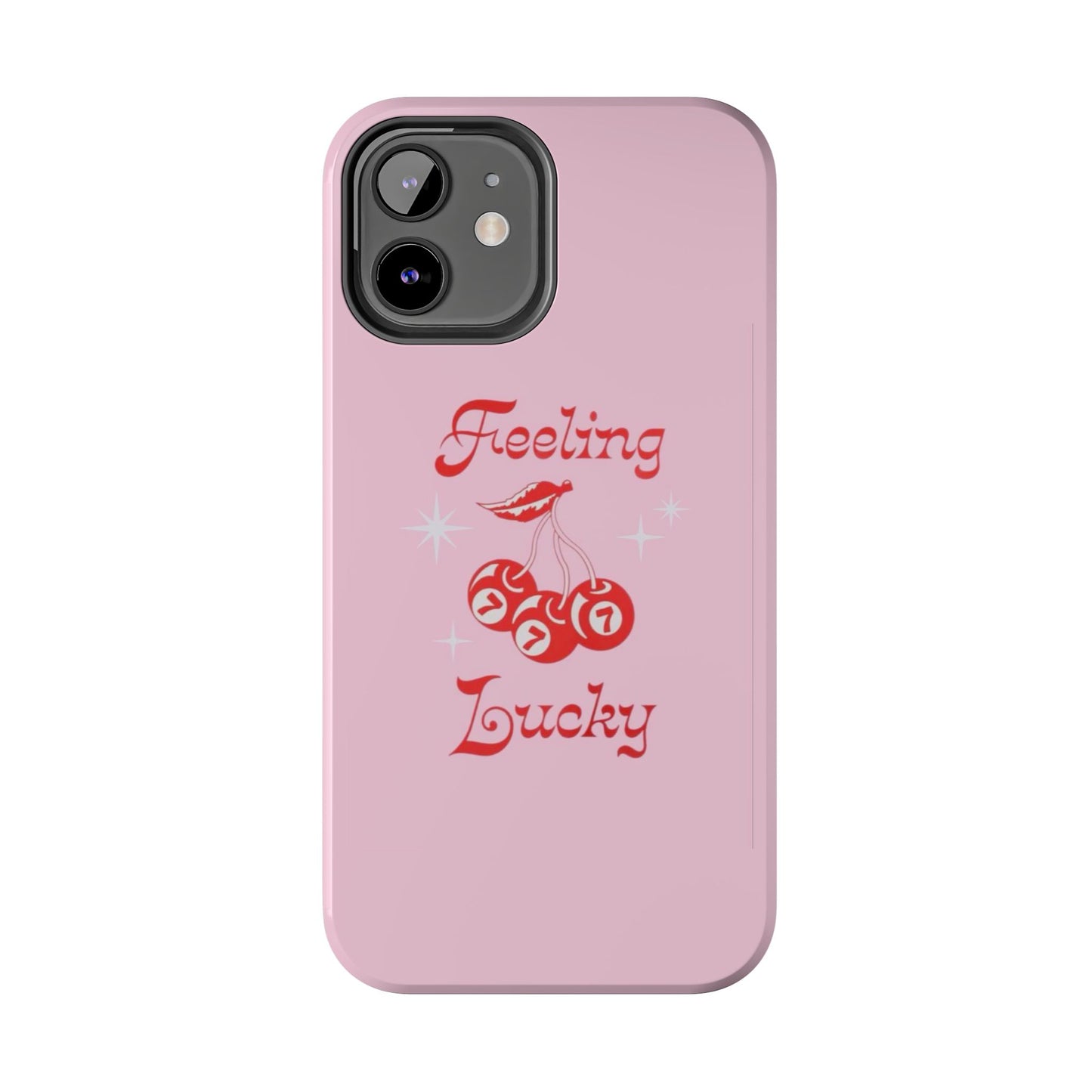 Feeling Lucky Pink Aesthetic Glossy Phone Case, Affirmations