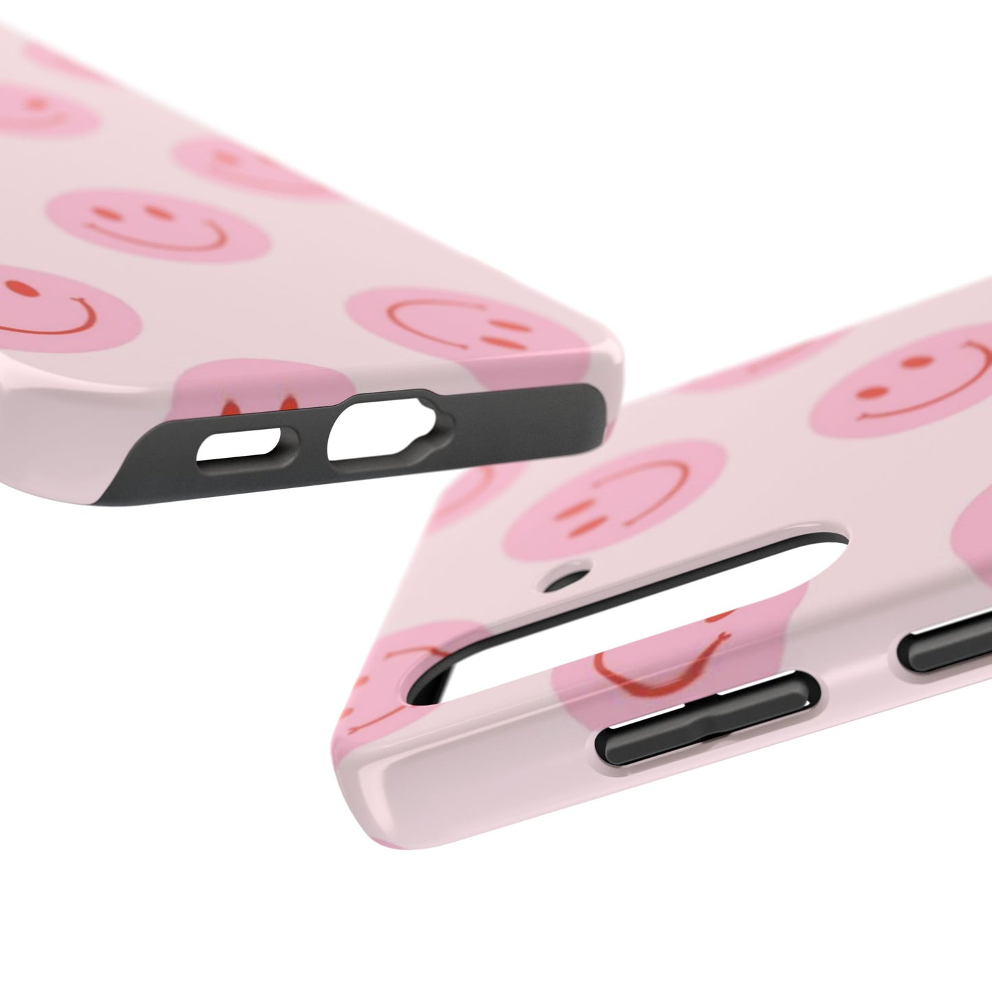 Smiley Face Pink Aesthetic Glossy Phone Case