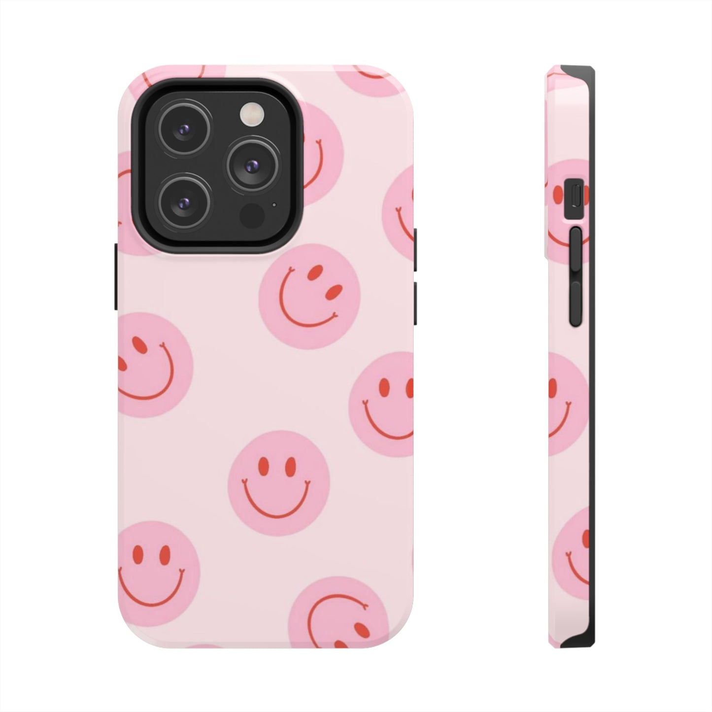 Smiley Face Pink Aesthetic Glossy Phone Case