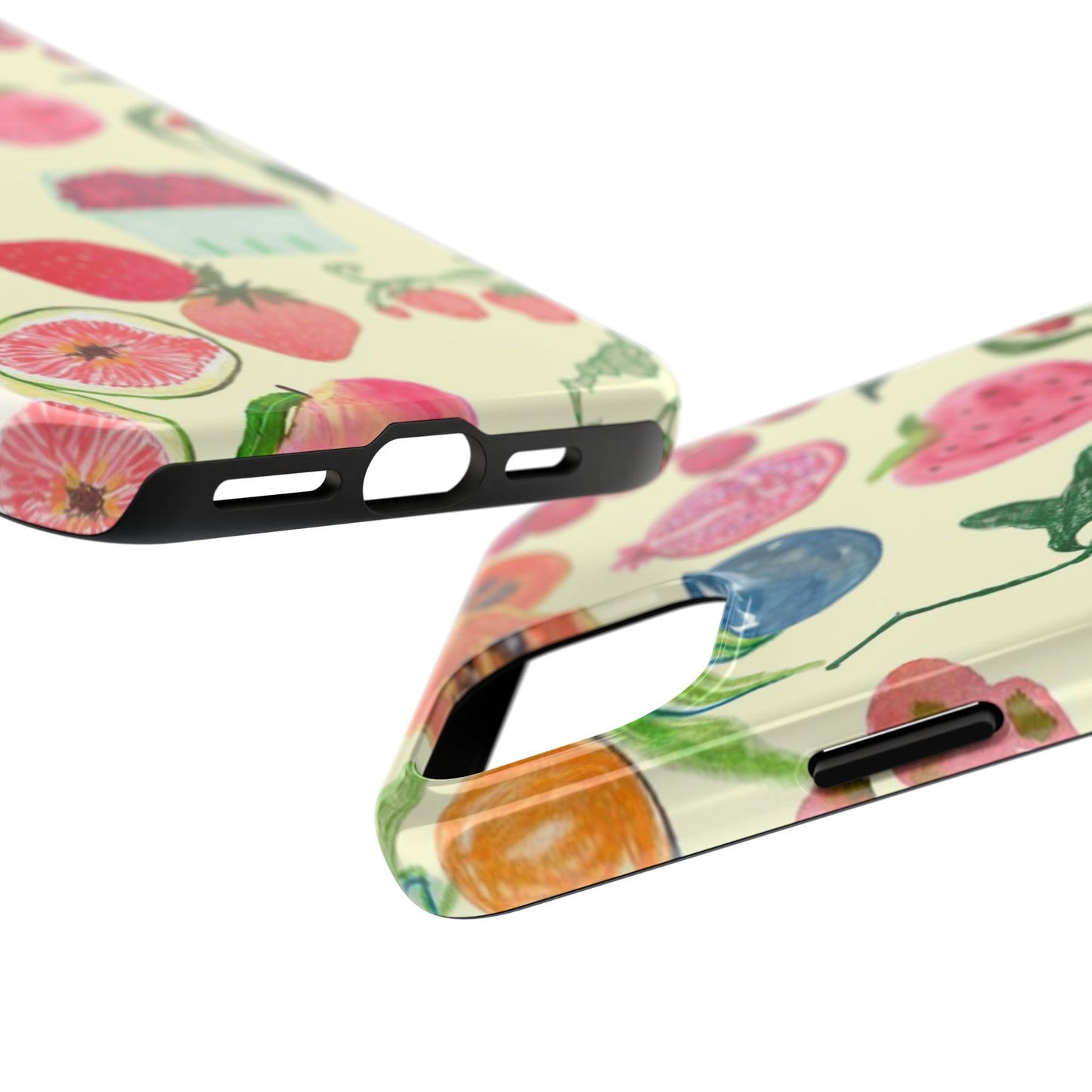 Fruit Print Phone Case, Yellow, Aesthetic, Hailey Bieber, Matilda Djerf, LA, Preppy, Clean Girl, Glossy Phone Case