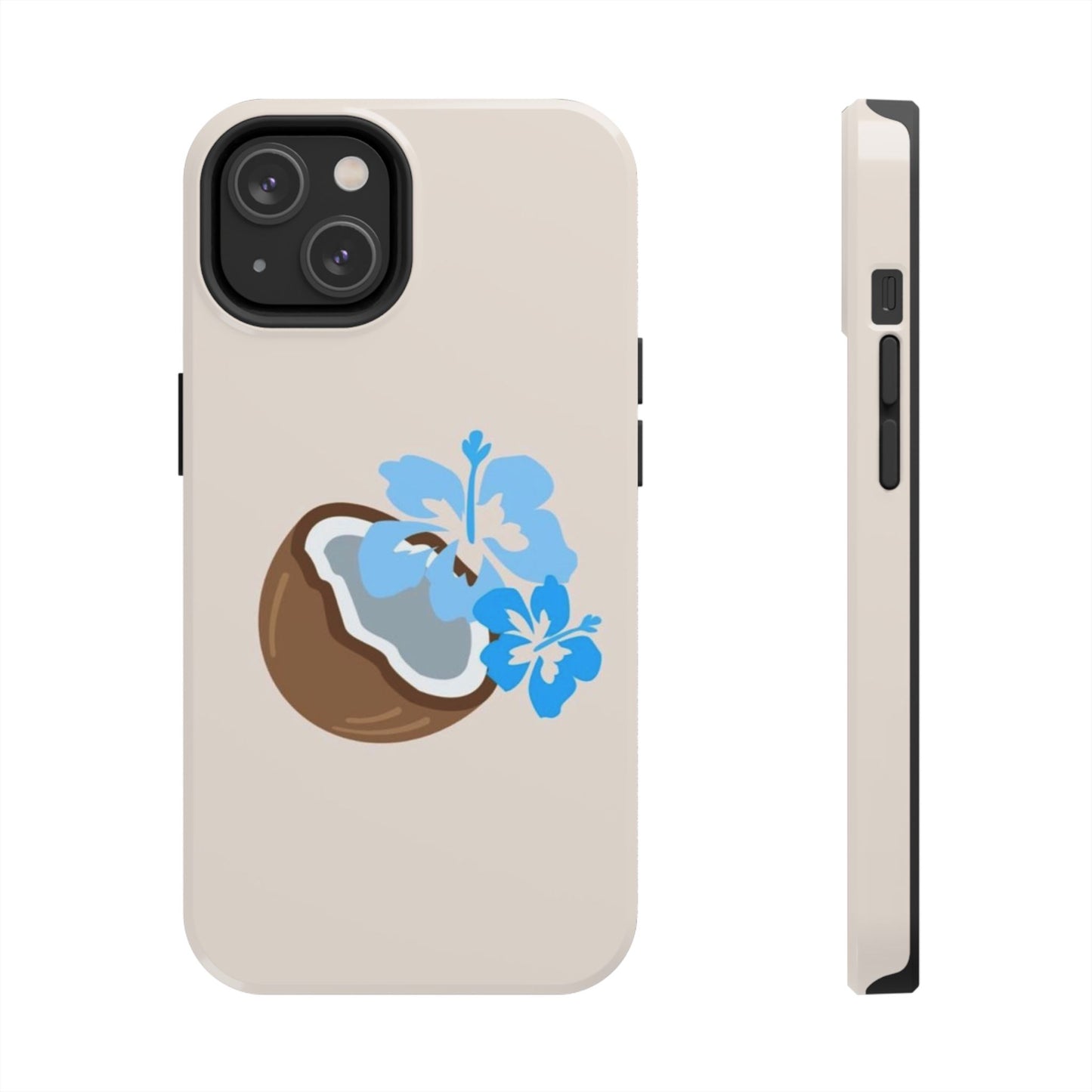 Hawaiian Cute Phone Case, Coconut, Hibiscus, Summery, Tropical, Clean Girl Aesthetic, Preppy, Glossy Phone Case