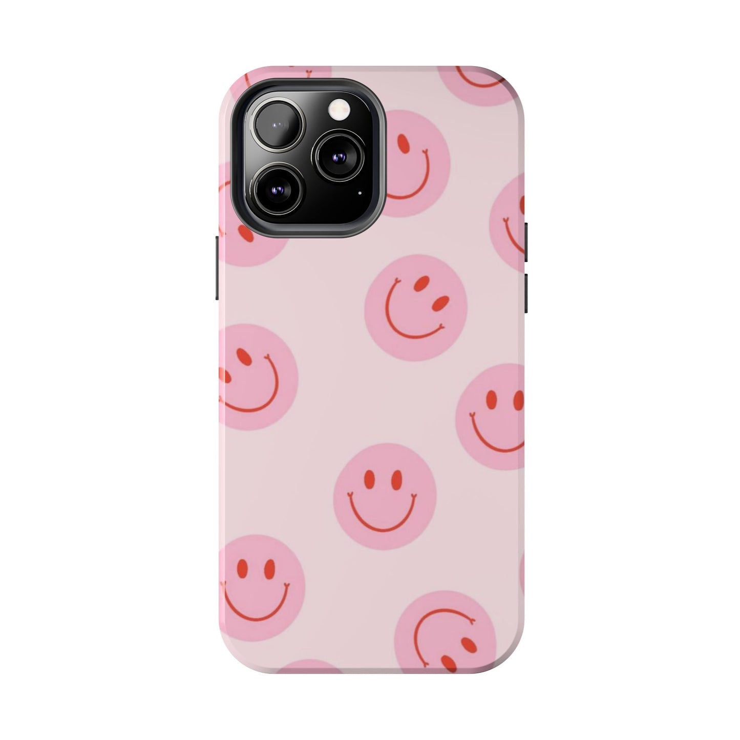 Smiley Face Pink Aesthetic Glossy Phone Case