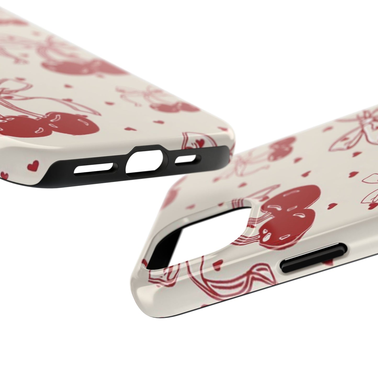 Red Cherry Pattern Fashion Aesthetic Glossy Phone Case
