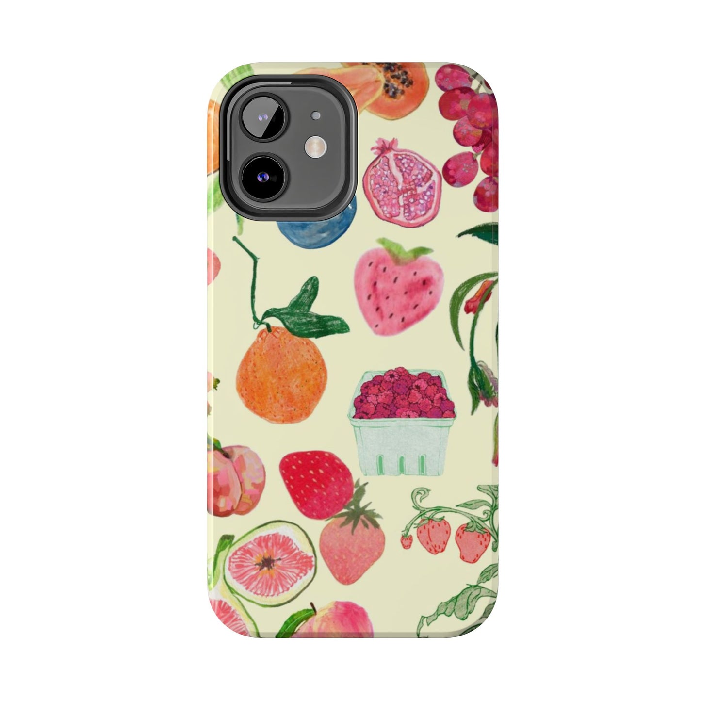 Fruit Print Phone Case, Yellow, Aesthetic, Hailey Bieber, Matilda Djerf, LA, Preppy, Clean Girl, Glossy Phone Case