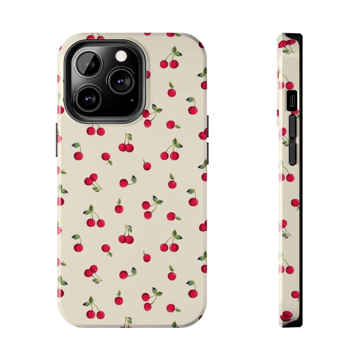 Cherry Print Glossy Phone Case, Feminine, Cutesy
