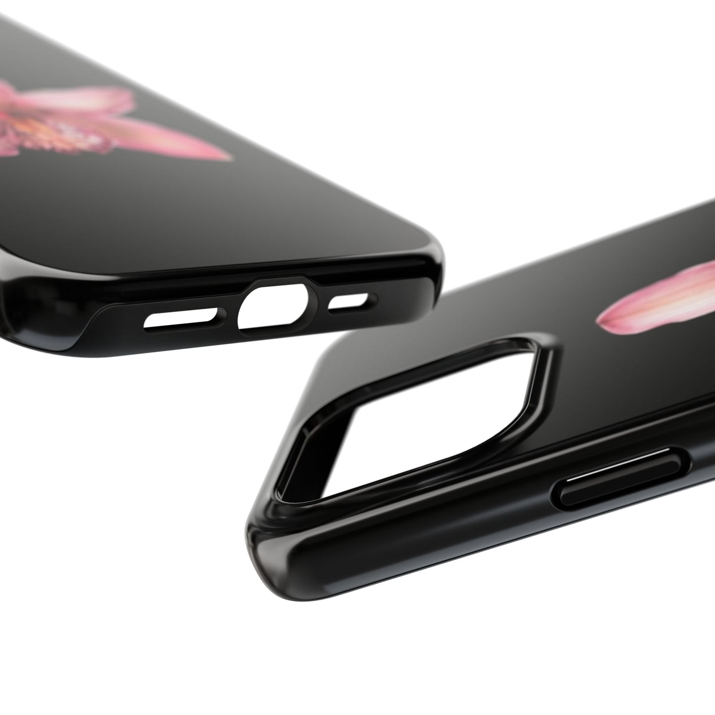 Realistic Orchid Flower with Black Background Glossy Phone Case