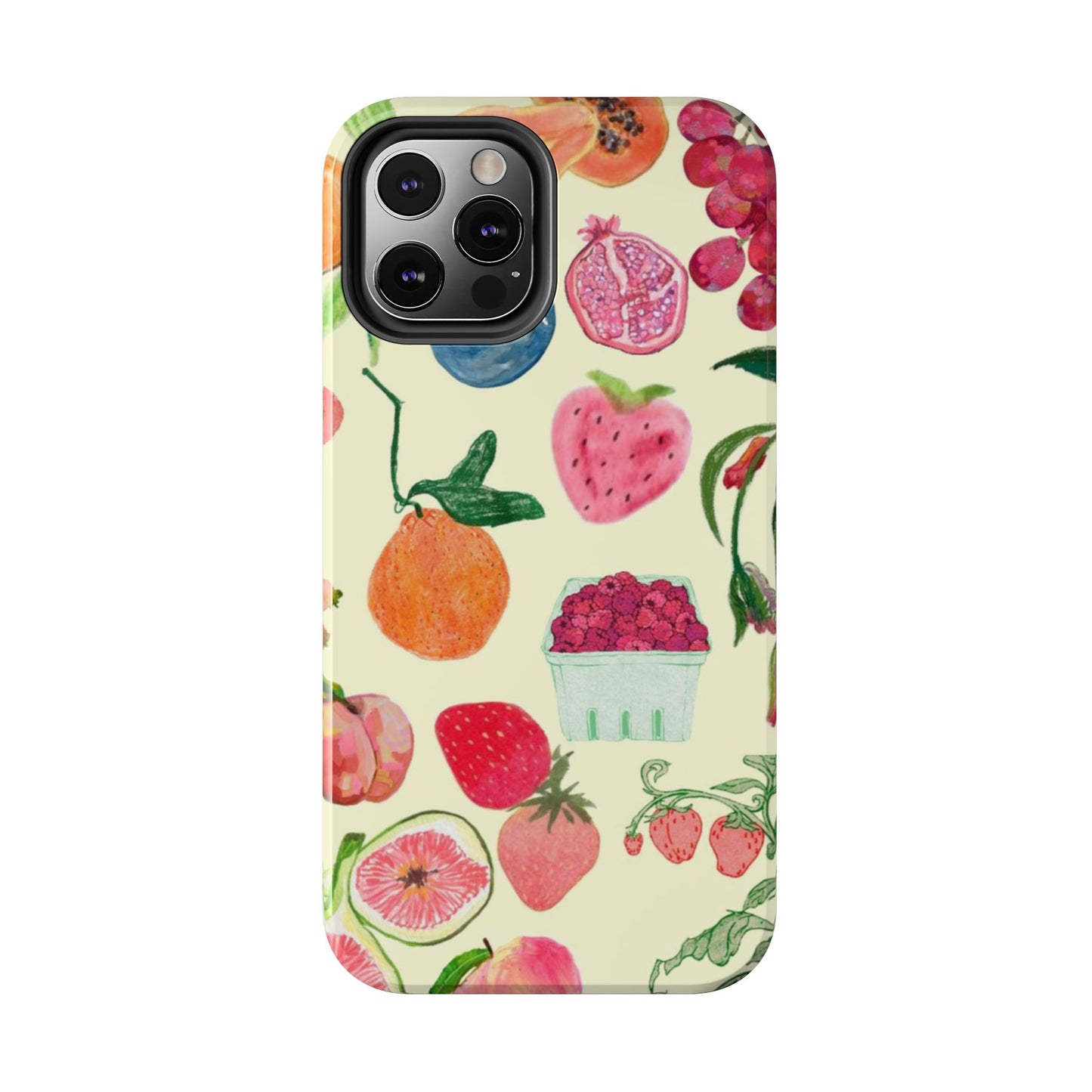 Fruit Print Phone Case, Yellow, Aesthetic, Hailey Bieber, Matilda Djerf, LA, Preppy, Clean Girl, Glossy Phone Case