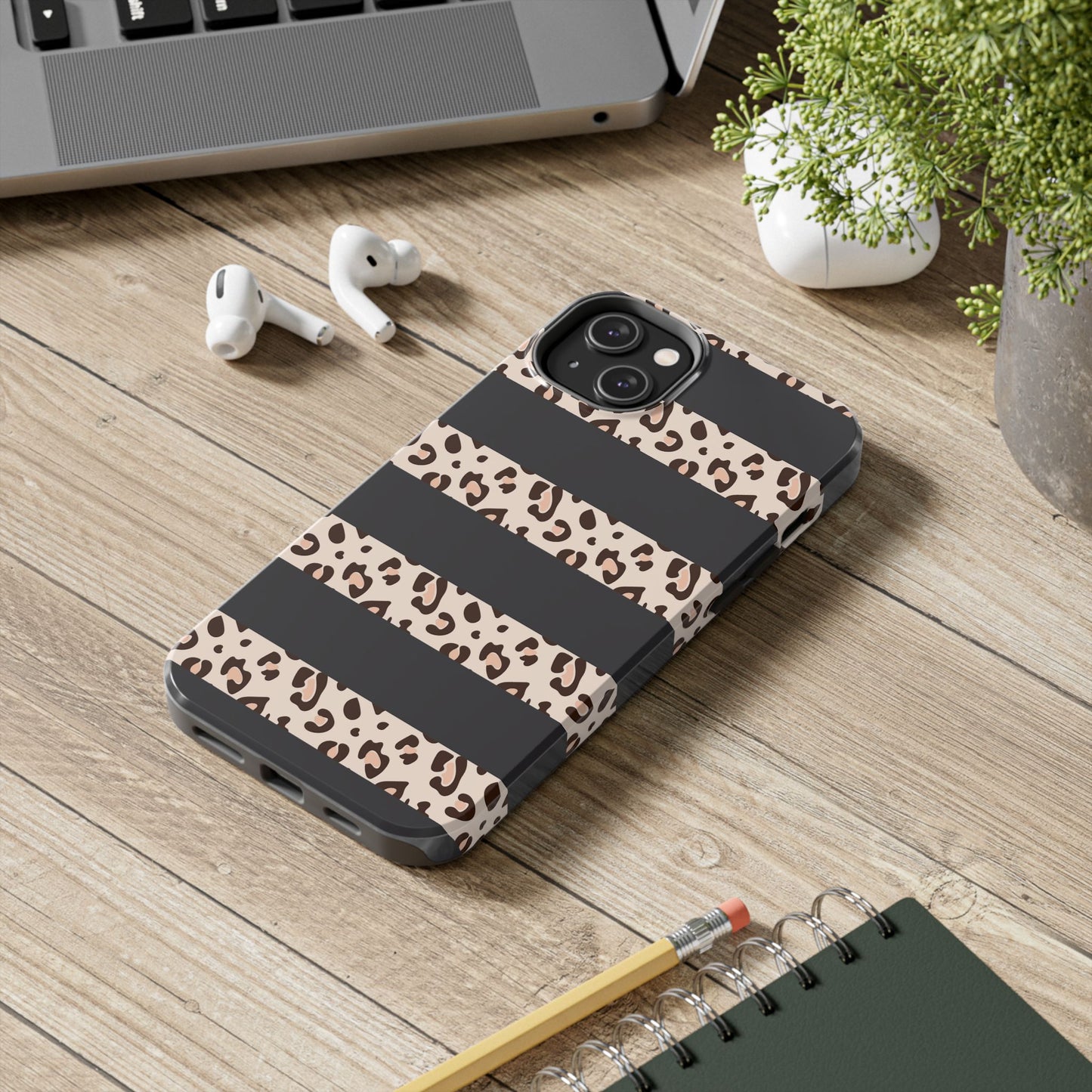 Cheetah Print Striped iPhone Case – Black Striped Cheetah Print Aesthetic