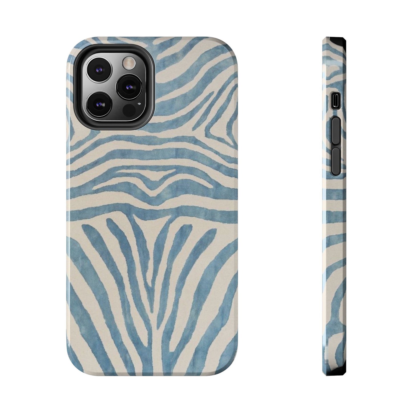Blue Zebra Print Aesthetic Phone Case