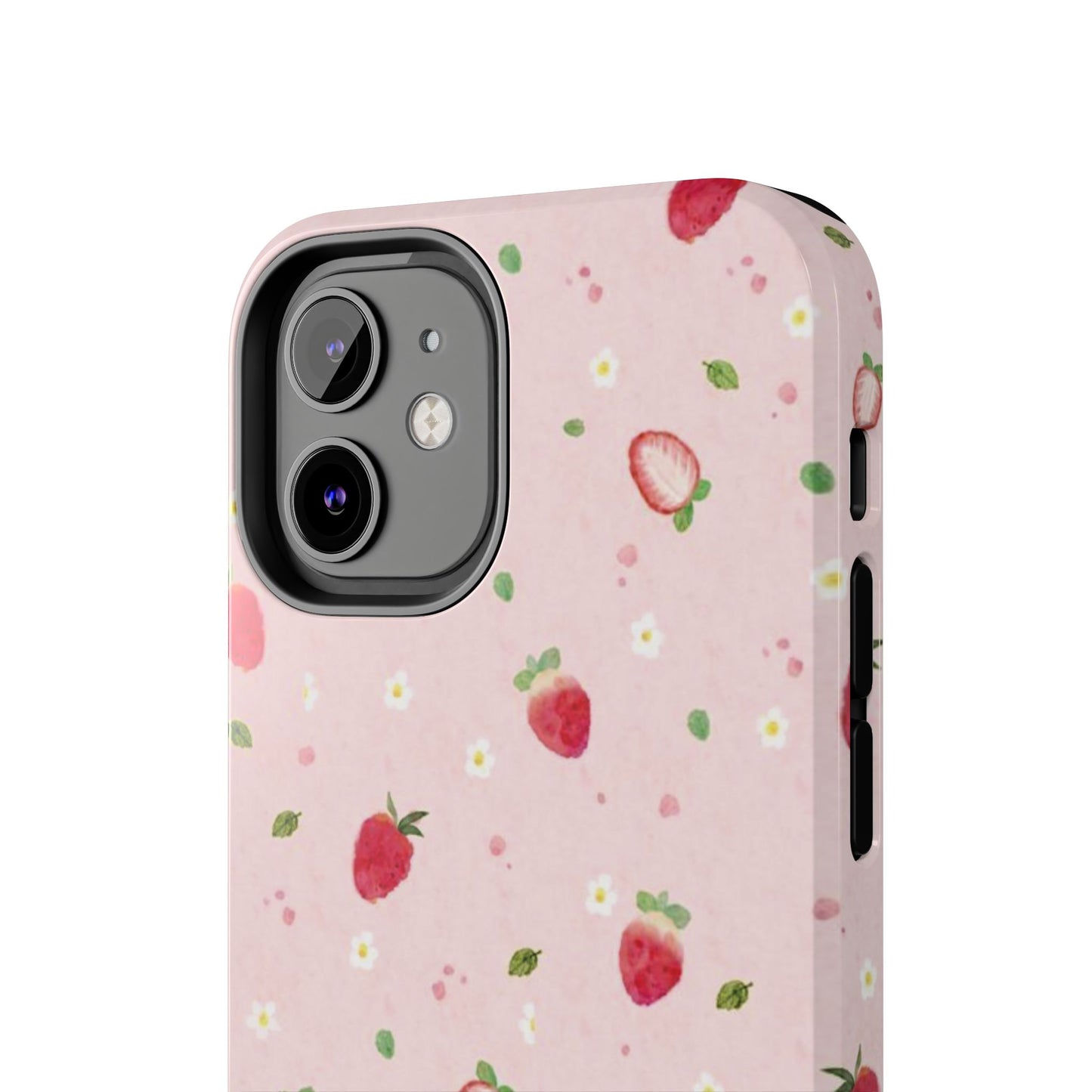 Strawberry Coquette Phone Case, Pink, Farmcore, Garden, Fairy, Spring Vibes, Fruit, Cute, Clean Girl, Glossy Phone Case