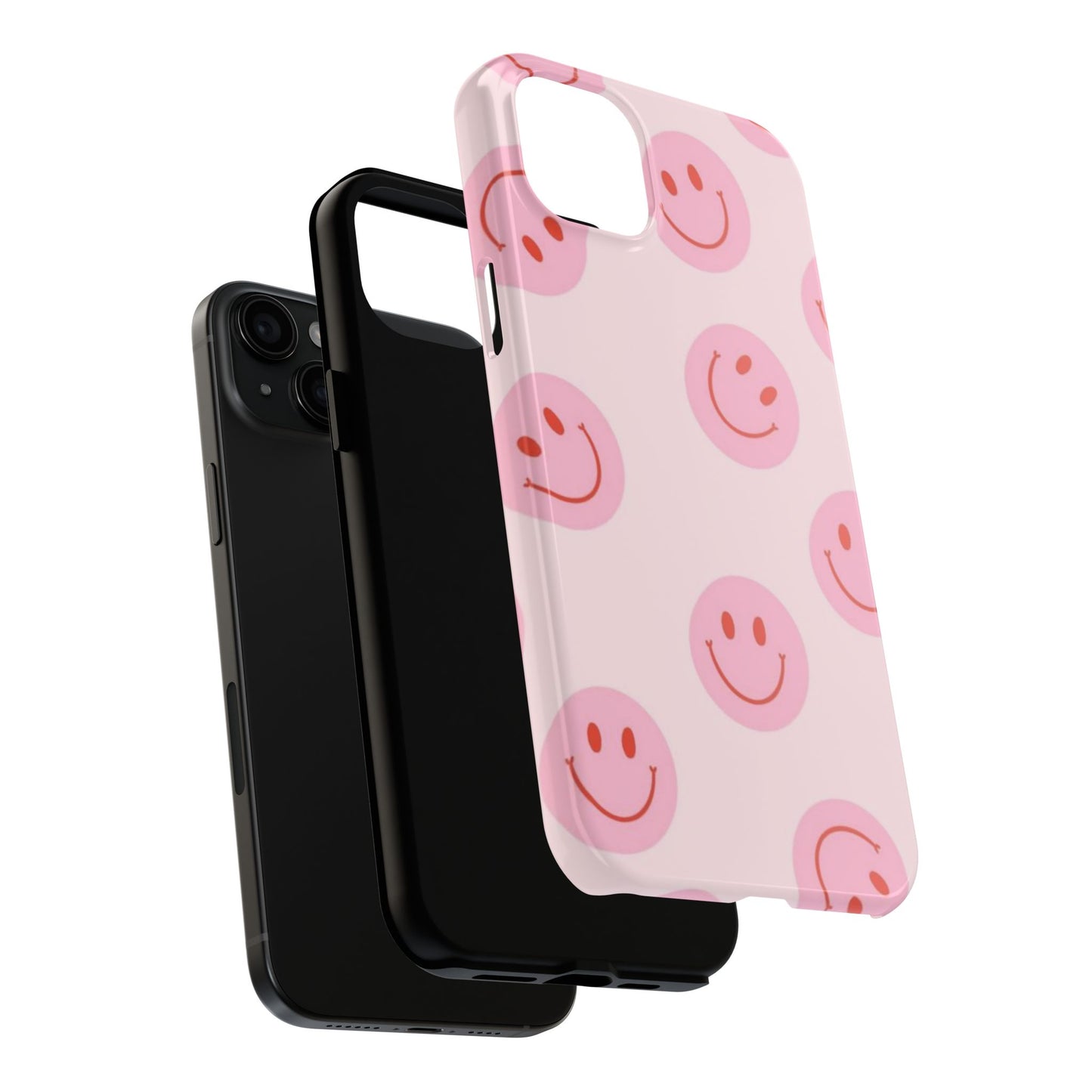 Smiley Face Pink Aesthetic Glossy Phone Case