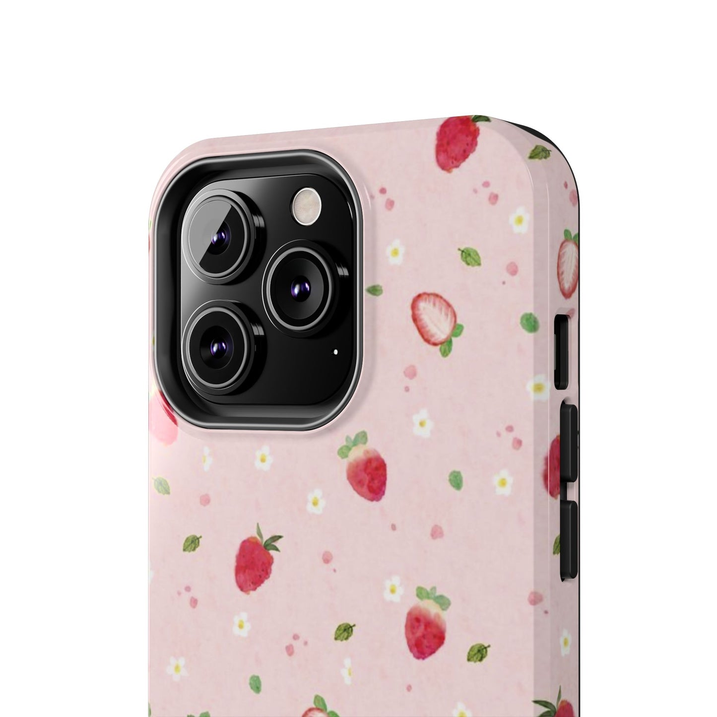 Strawberry Coquette Phone Case, Pink, Farmcore, Garden, Fairy, Spring Vibes, Fruit, Cute, Clean Girl, Glossy Phone Case