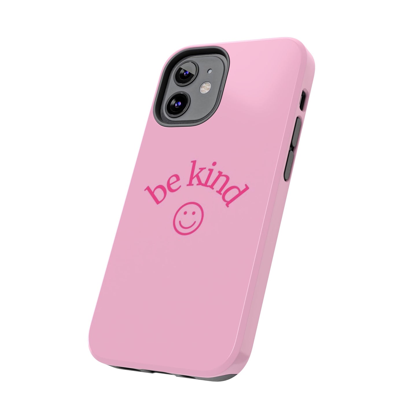 Be Kind Smiley Face Phone Case, Pink, Glossy