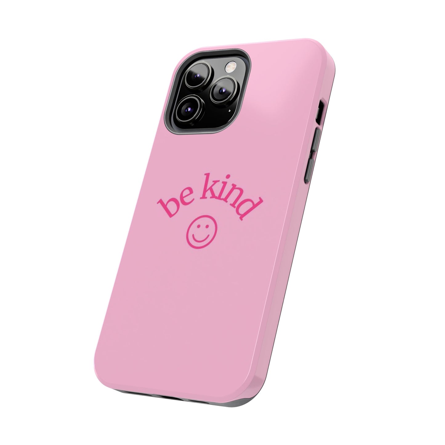Be Kind Smiley Face Phone Case, Pink, Glossy