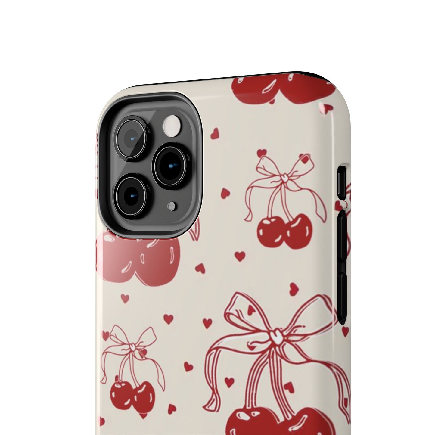 Red Cherry Pattern Fashion Aesthetic Glossy Phone Case