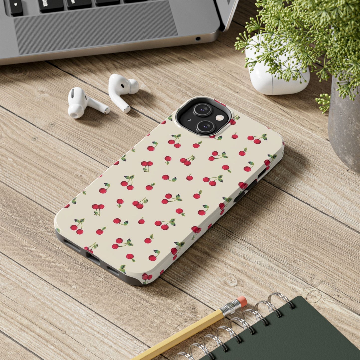 Cherry Print Glossy Phone Case, Feminine, Cutesy
