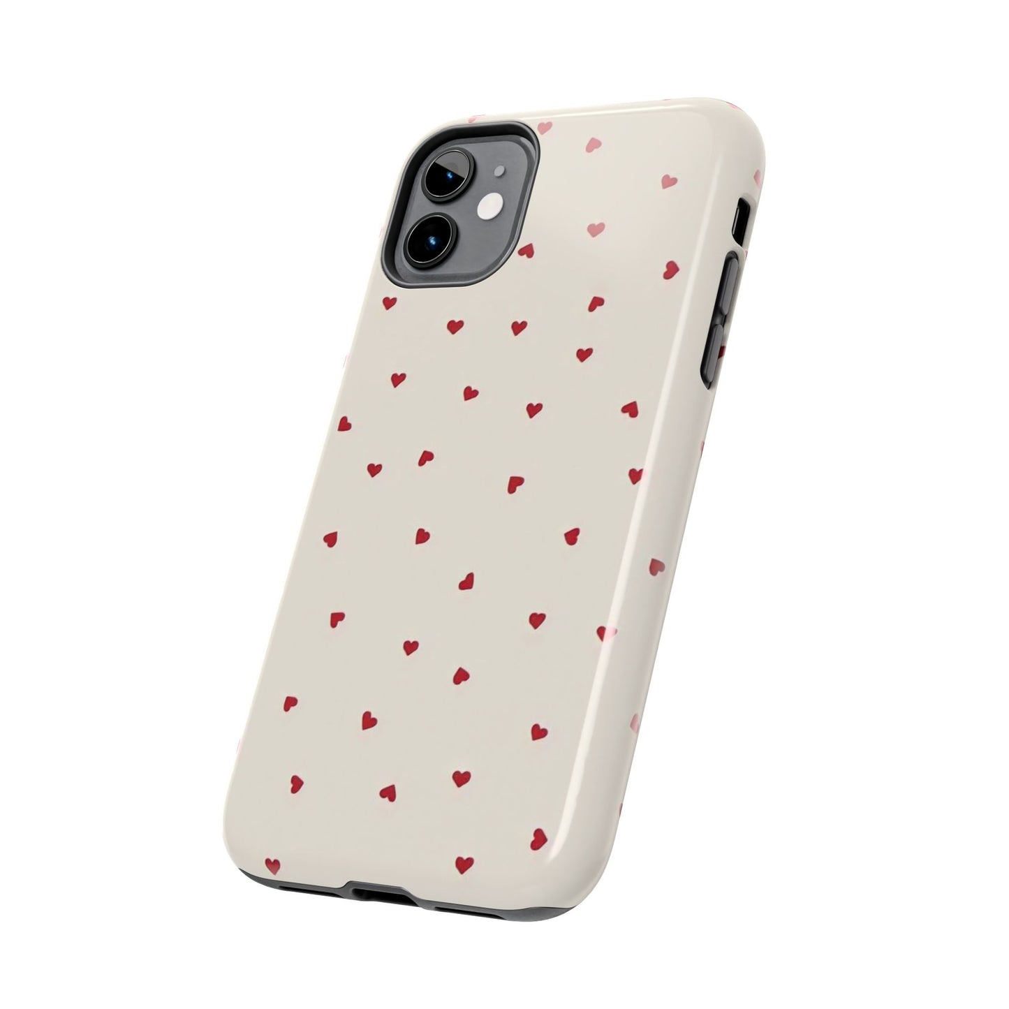Glossy Phone Case, Red Heart Print, Coquette, Aesthetic Phone Case