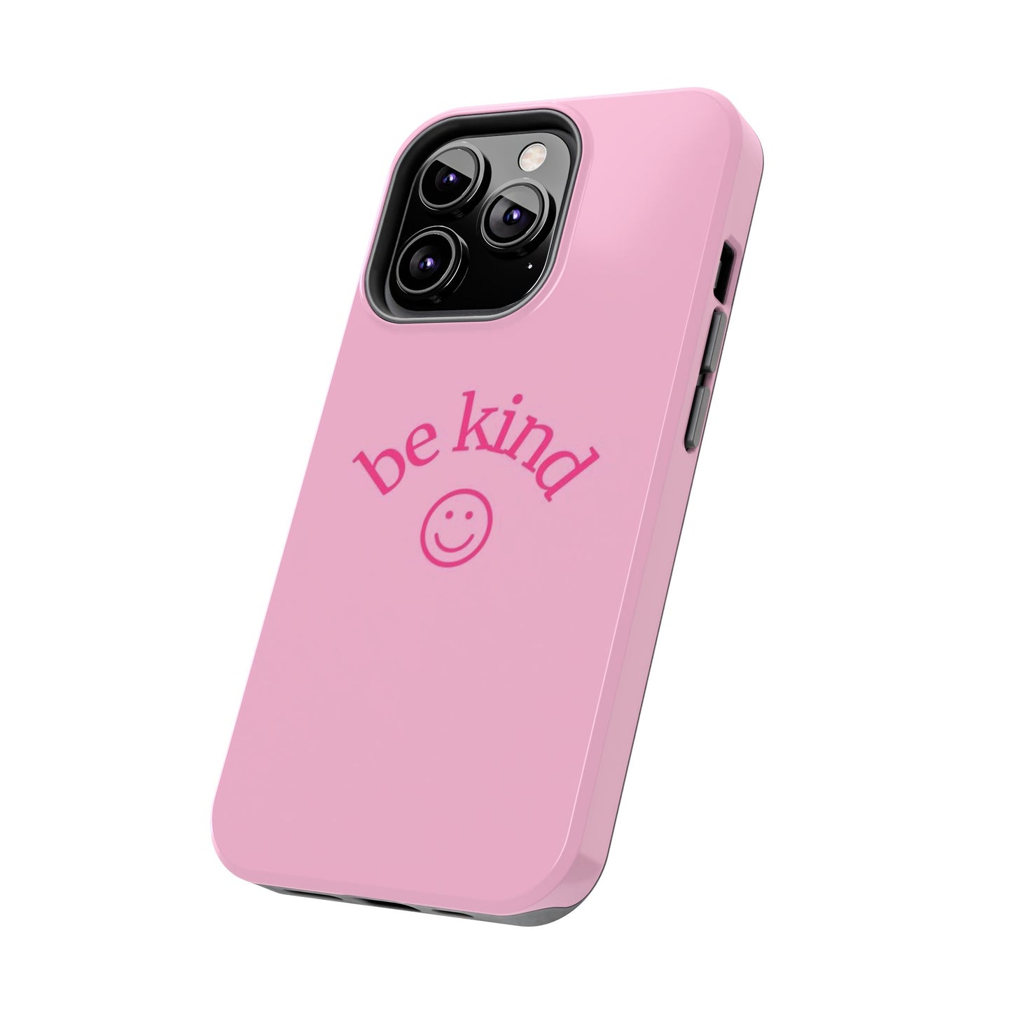 Be Kind Smiley Face Phone Case, Pink, Glossy